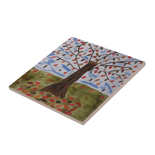 秋の木の陶瓦 タイル (側面)