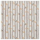 秋の木や鳥の模様 ファブリック (見本)