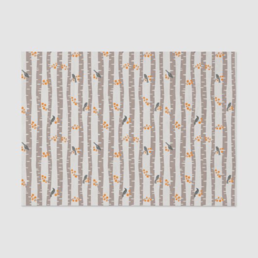 秋の木や鳥の模様 薄葉紙 (正面)