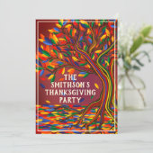 秋の木カッコいい感謝祭ファミリーメートップパーティー 招待状 (スタンド正面)