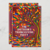 秋の木カッコいい感謝祭ファミリーメートップパーティー 招待状 (正面/裏面)