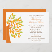 秋の木スタイリッシュの感謝祭招待状 招待状 (正面/裏面)