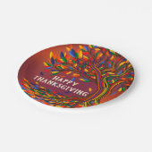 秋の木パーソナライズされた幸せ感謝祭パーティー ペーパープレート (アングル)