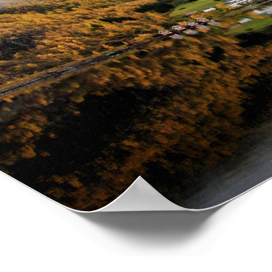 秋の木フラムオーランドスフィヨルドノルウェー ポスター (角)