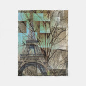 秋の木フランスの枝パリエッフェルタワー フリースブランケット (正面)