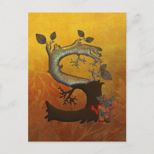 秋の木モノグラムS ポストカード (正面)