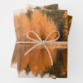 秋の木レイクオレンジ秋をテーマにしたスケッチアート ラッピングペーパーシート (インサイチュ)