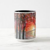 秋の木大きい15のoz。 コーヒー・マグ マグカップ (中央)