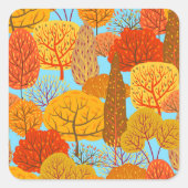 秋の木柄秋の葉 スクエアシール (正面)