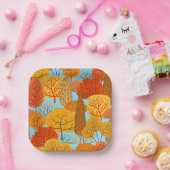 秋の木柄秋の葉 ペーパープレート (パーティー)