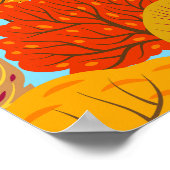 秋の木柄秋の葉 ポスター (角)