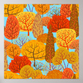 秋の木柄秋の葉 ポスター (正面)