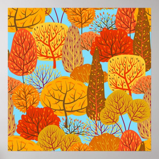 秋の木柄秋の葉 ポスター (正面)