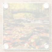 秋の木橋そして入り江 ガラスコースター (裏面)