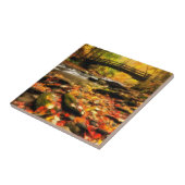 秋の木橋そして入り江 タイル (側面)