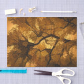 秋の木琥珀オレンジブラウン葉ズサンセット 薄葉紙 (クラフト)