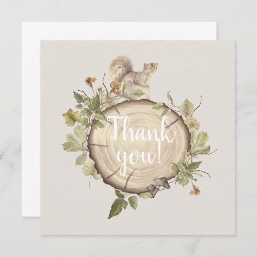 秋の木素朴の切り身 サンキューカード (正面/裏面)