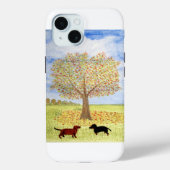 秋の木絵を描とダシュント犬 Case-Mate iPhoneケース (裏面)