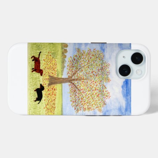 秋の木絵を描とダシュント犬 Case-Mate iPhoneケース (裏面 (横))