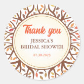 秋の木落ち葉秋ブライダルシャワー ラウンドシール (正面)