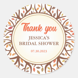 秋の木落ち葉秋ブライダルシャワー ラウンドシール