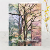 秋の木 カード (黄色い花)