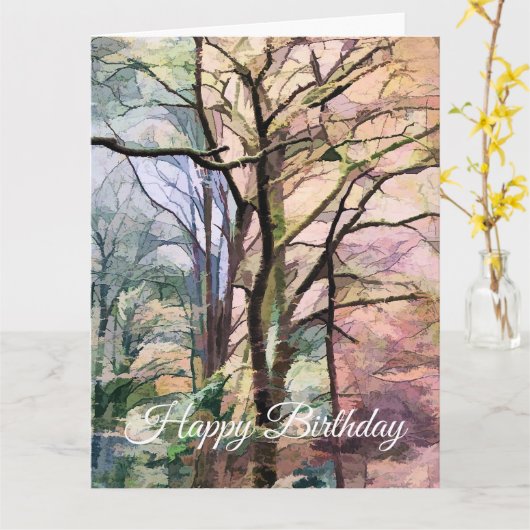 秋の木 カード (黄色い花)