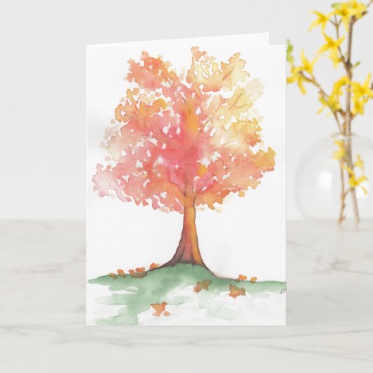 秋の木 カード (黄色い花)