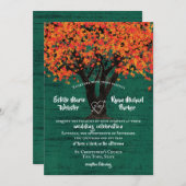 秋の木(彫りハート素朴結婚) 招待状 (正面/裏面)