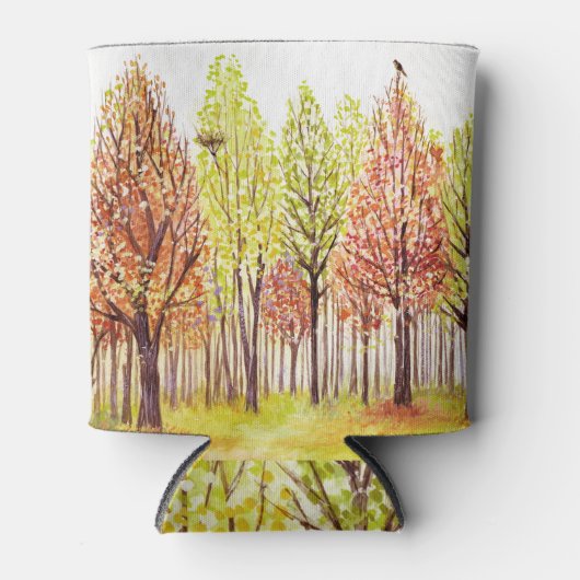 秋の木：水彩風景美しい。 缶クーラー (正面)