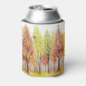 秋の木：水彩風景美しい。 缶クーラー (缶裏面)