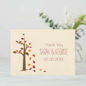 秋の木、秋結婚のサンキューカード 招待状 (スタンド正面)