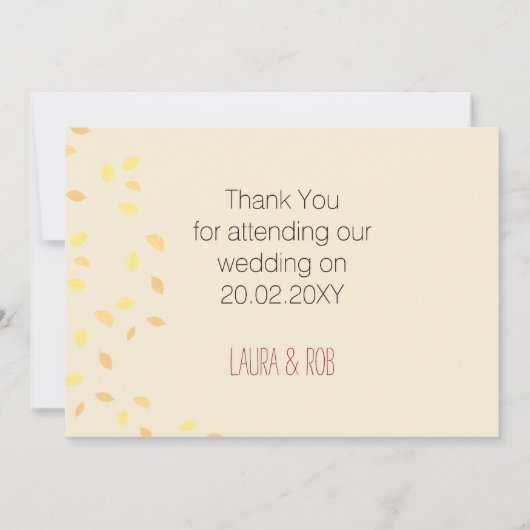 秋の木、秋結婚のサンキューカード 招待状 (裏面)