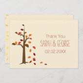 秋の木、秋結婚のサンキューカード 招待状 (正面/裏面)