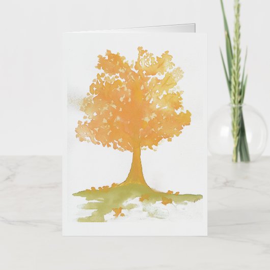 秋の木 箔グリーティングカード (正面)