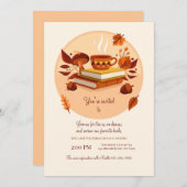 秋の本と茶  招待状 (正面/裏面)