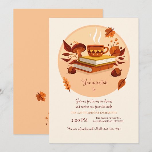 秋の本と茶 招待状 (正面/裏面)
