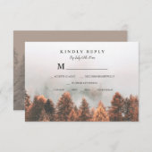 秋の松の木の森の写真rsvp 結婚's 出欠カード (正面/裏面)