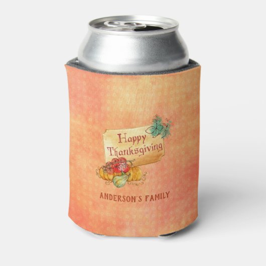 秋の果実オレンジ色の背景 缶クーラー (缶裏面)