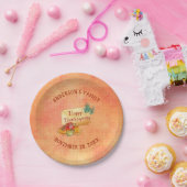 秋の果物と文字デザイン ペーパープレート (パーティー)