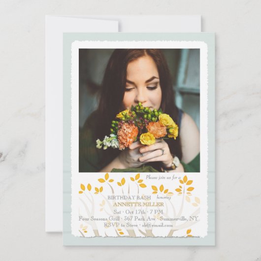 秋の枝の写真招待状 招待状 (正面)