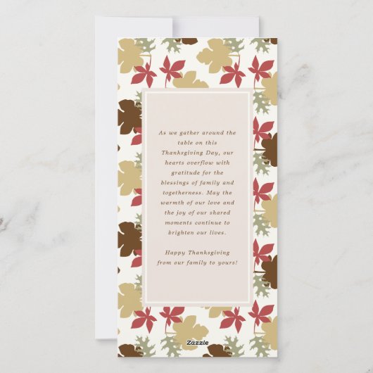 秋の枝素朴幸せな感謝祭の写真 シーズンカード (裏面)