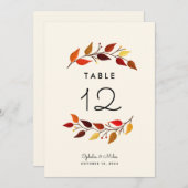 秋の枝5x7結婚のテーブル番号 (正面/裏面)