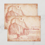 秋の柳の木の結婚式の招待状カード エンクロージャーカード (正面/裏面)