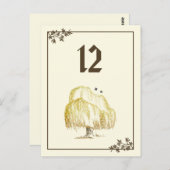 秋の柳の木 テーブルナンバーカード ポストカード (正面/裏面)