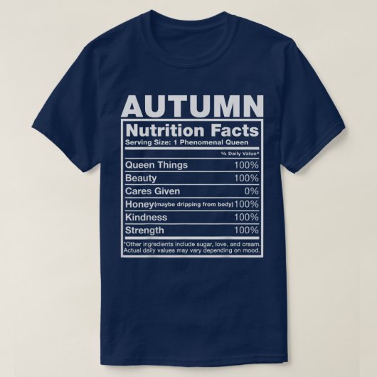 秋の栄養ファクト秋の名前誕生日 Tシャツ (デザイン正面)