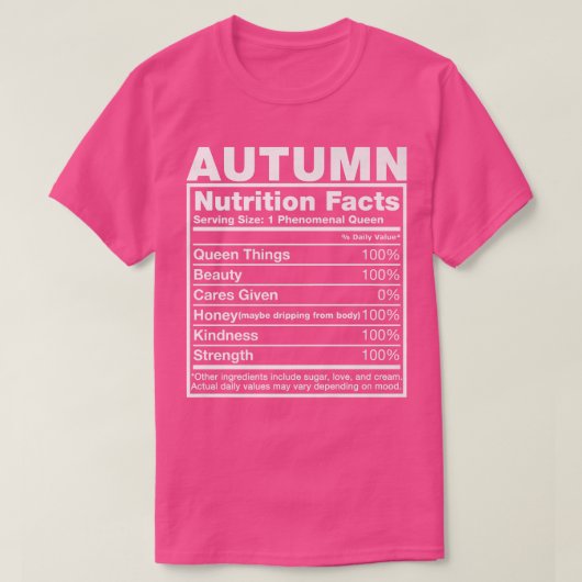 秋の栄養ファクト秋の名前誕生日 Tシャツ (デザイン正面)