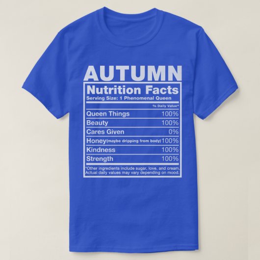 秋の栄養ファクト秋の名前誕生日 Tシャツ (デザイン正面)