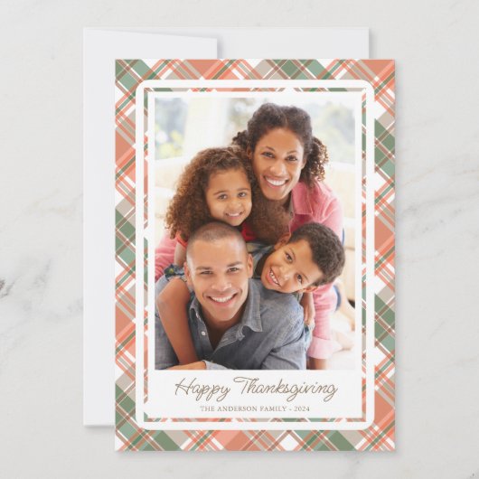 秋の格子縞の感謝祭の写真 シーズンカード (正面)