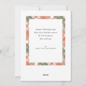 秋の格子縞の感謝祭の写真 シーズンカード (裏面)